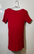 Load image into Gallery viewer, Zara Womens Red Ribbed Knitted Short Sleeve Boat Neck Sheath Dress Size Medium