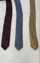 Load image into Gallery viewer, Set Of 3 Conti Mens Yellow Wine Red And Blue And Gray Printed Silk Pointed Ties