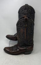 Load image into Gallery viewer, Mens Brown Leather Mid-Calf Round Toe Pull-On Cowboy Western Boots Size 10D