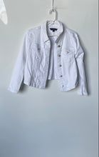 Load image into Gallery viewer, Tommy Hilfiger Womens White Long Sleeve Collared Denim Cropped Jacket Size L