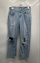 Load image into Gallery viewer, Express Womens Blue Denim Medium Wash Distressed Mid Rise Boyfriend Jeans Sz 0P