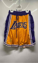 Load image into Gallery viewer, Just Don Mens Yellow Blue Los Angeles Lakers NBA Activewear Shorts Size S
