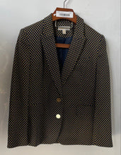 Load image into Gallery viewer, Michael Kors Womens Navy Blue And Yellow Printed Two-Button Blazer Size 14