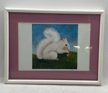 Load image into Gallery viewer, Pink Framed Signed Painting Features An Artistic Painting Of A White Squirrel