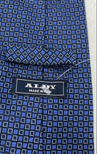 Load image into Gallery viewer, Alby Mens Blue Geometric Print Silk Keeper Loop Adjustable Formal Pointed Tie