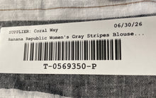 Load image into Gallery viewer, Banana Republic Womens Gray Striped Long Sleeve Blouse Top Size Large