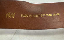 Load image into Gallery viewer, H&M Mens Brown Leather Square Buckle Adjustable Dress Belt Size 35-36