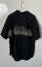Load image into Gallery viewer, Harley Davidson Mens Black Gray Cotton Short Sleeve Button-Up Shirt Size XL