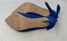 Load image into Gallery viewer, BCBGeneration Womens Blue Suede Bow Pointed Toe Slip-On Slingback Heels Size 10