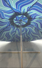 Load image into Gallery viewer, Bluewater Beach Blue Green Wave Print Portable Adjustable Height 6 FT. Umbrella