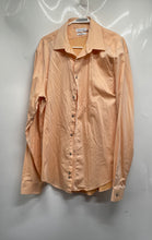 Load image into Gallery viewer, Calvin Klein Mens Orange Herringbone Slim Fit Long Sleeve Dress Shirt Size XL
