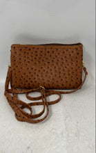 Load image into Gallery viewer, Michael Kors Womens Brown Ostrich Leather Adjustable Strap Crossbody Purse