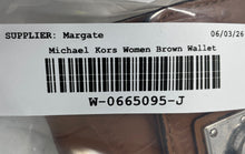 Load image into Gallery viewer, Michael Kors Womens Brown Embossed Leather ID Card Holder Trifold Wallet