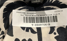 Load image into Gallery viewer, Ann Taylor Womens Black White Floral Print Puff Sleeve Blouse Top Size Medium