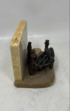 Load image into Gallery viewer, Copper-Tone Boat Shaped Artwork With Marble Background Bookends