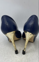 Load image into Gallery viewer, Vero Cuoio Womens Dark Blue Pointed Toe Pump Heels Size EU 38 Made In Italy