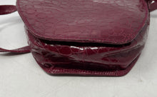 Load image into Gallery viewer, Alfa Womens Red Patent Leather Adjustable Strap Flap Over Lined Crossbody Bag