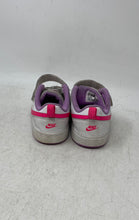 Load image into Gallery viewer, Nike Kids Court Borough 2 BQ5453-111 White Pink Hook & Loop Sneaker Shoes Sz 10C