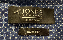 Load image into Gallery viewer, Jones New York Signature Mens Blue Slim Fit Dress Shirt Size L 16-16.5 32/33