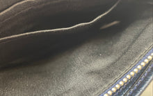 Load image into Gallery viewer, Coach Womens Navy Blue Crossgrain Leather Corner Zip Mini Wristlet Wallet