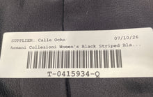 Load image into Gallery viewer, Armani Collezioni Womens Black Striped Long Sleeve Three Button Blazer Size 8