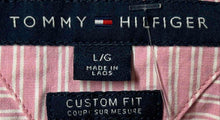 Load image into Gallery viewer, Tommy Hilfiger Mens Pink Striped Long Sleeve Custom Fit Button-Up Shirt Size L