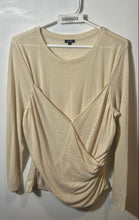Load image into Gallery viewer, Express Womens Beige Long Sleeve Crew Neck Side Ruched Blouse Top Size XL