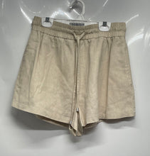 Load image into Gallery viewer, Zara Womens Beige Drawstring Elastic Waist Flat Front Paperbag Shorts Size S