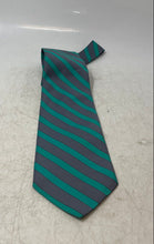 Load image into Gallery viewer, Giovanni Rossi Mens Green Gray Striped Keeper Loop Adjustable Pointed Tie