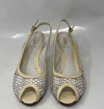 Load image into Gallery viewer, Authentic Fendi Womens Cream Peep Toe Slingback Sandals Size EUR 37.5 Damaged