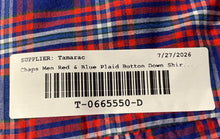 Load image into Gallery viewer, Chaps Mens Red Blue Plaid Long Sleeve Collared Easy Case Button-Up Shirt Size L