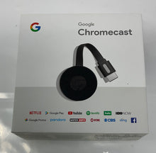 Load image into Gallery viewer, Google Chromecast 2nd Generation Black Portable Media Streaming Device In Box