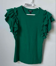 Load image into Gallery viewer, Express Womens Green Short Cap Sleeve Round Neck Pullover Blouse Top Size Medium