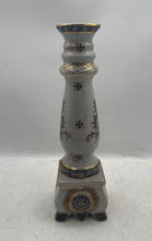 Load image into Gallery viewer, Crackle Glaze Footed Floral Pattern Ceramic Vintage Style Candlestick Holder