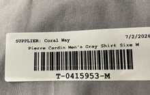 Load image into Gallery viewer, Pierre Cardin Mens Gray Long Sleeve Slim Fit Dress Shirt Size M 15-15.5 34/35