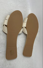 Load image into Gallery viewer, Zara Womens Beige Leather Open Toe Slip-On Crossed Strap Flat Sandals Size EU 35