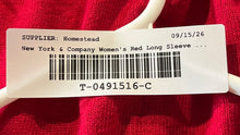 Load image into Gallery viewer, New York & Company Womens Red Long Sleeve Beaded Neck Cardigan Sweater Size M