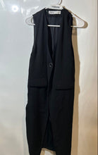 Load image into Gallery viewer, Zara Womens Black Sleeveless Long Length Button-Front Vest Size Medium