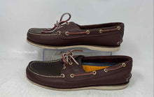 Load image into Gallery viewer, Timberland Mens Brown Leather Classic 2-Eye Moc Toe Boat Shoes Size 11W