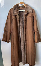 Load image into Gallery viewer, Utex Design Womens Brown Long Sleeve Fur-Trim Button Front Overcoat Size L