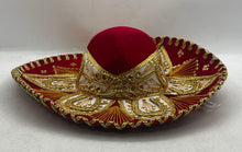 Load image into Gallery viewer, Salazar Yepez Mens Red Embellished Lightweight Wide Brim Mexican Hat