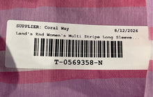 Load image into Gallery viewer, Land's End Womens Pink Multi Striped Long Sleeve Popover Blouse Top Size 14