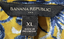 Load image into Gallery viewer, Banana Republic Womens Mustard Blue Floral Print Long Sleeve Blouse Top Size XL