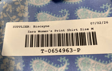 Load image into Gallery viewer, Zara Womens Blue Printed Long Sleeve Collared Button-Up Shirt Size Medium