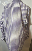 Load image into Gallery viewer, Hugo Boss Mens Purple White Plaid Print Collared Regular Fit Dress Shirt Size 16