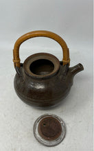 Load image into Gallery viewer, Antique Studio Pottery Teapot With Bamboo Handle