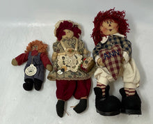 Load image into Gallery viewer, Set Of 3 Collection Of Rustic Rag Dolls Boyds Bears Bearwear Raggedy Ann Cloth