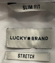 Load image into Gallery viewer, Lucky Brand Mens White Stretch Long Sleeve Slim Fit Dress Shirt Size M