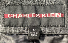 Load image into Gallery viewer, Charles Klein Mens Black Long Sleeve Collared Button-Front Leather Jacket Size M