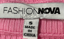 Load image into Gallery viewer, Fashion Nova Womens Pink Short Sleeve Collared Cropped Blouse Top Size Small